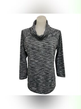 Marc New York Black & Gray Space-Dye Cowl Neck Sweater Size M